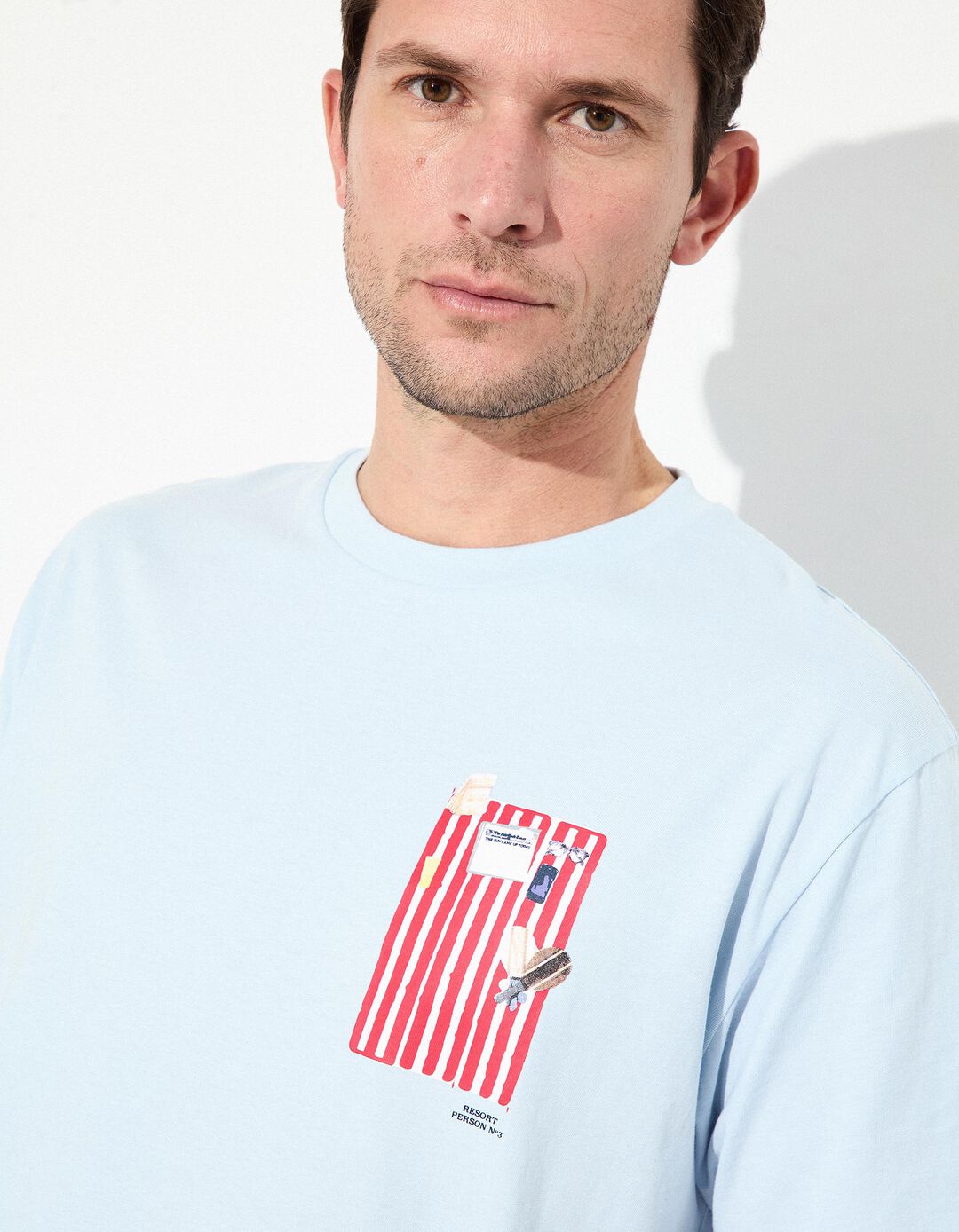 T-shirt Jersey Print, Homem, Azul Claro