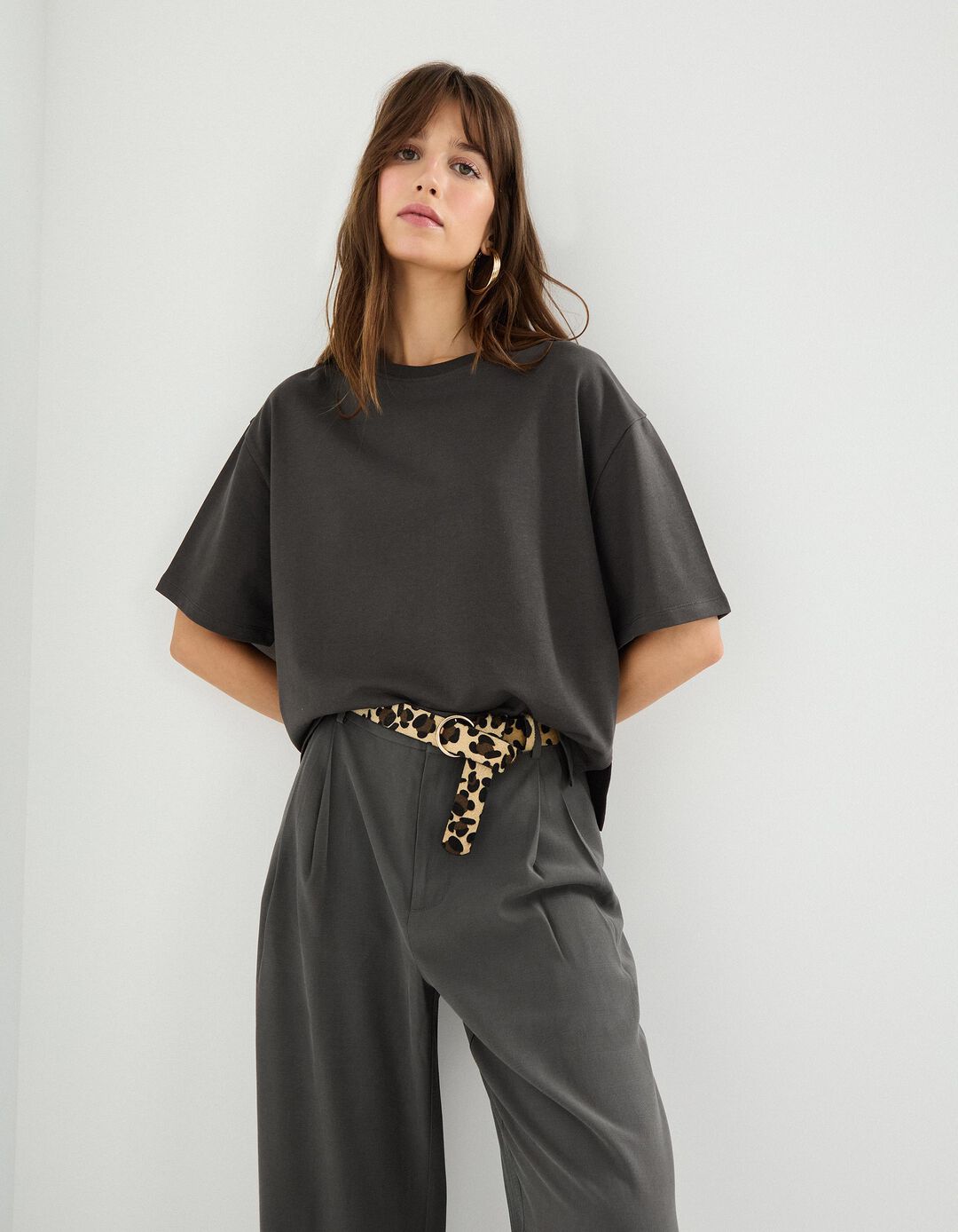 T-shirt, Mulher, Cinzento Escuro 