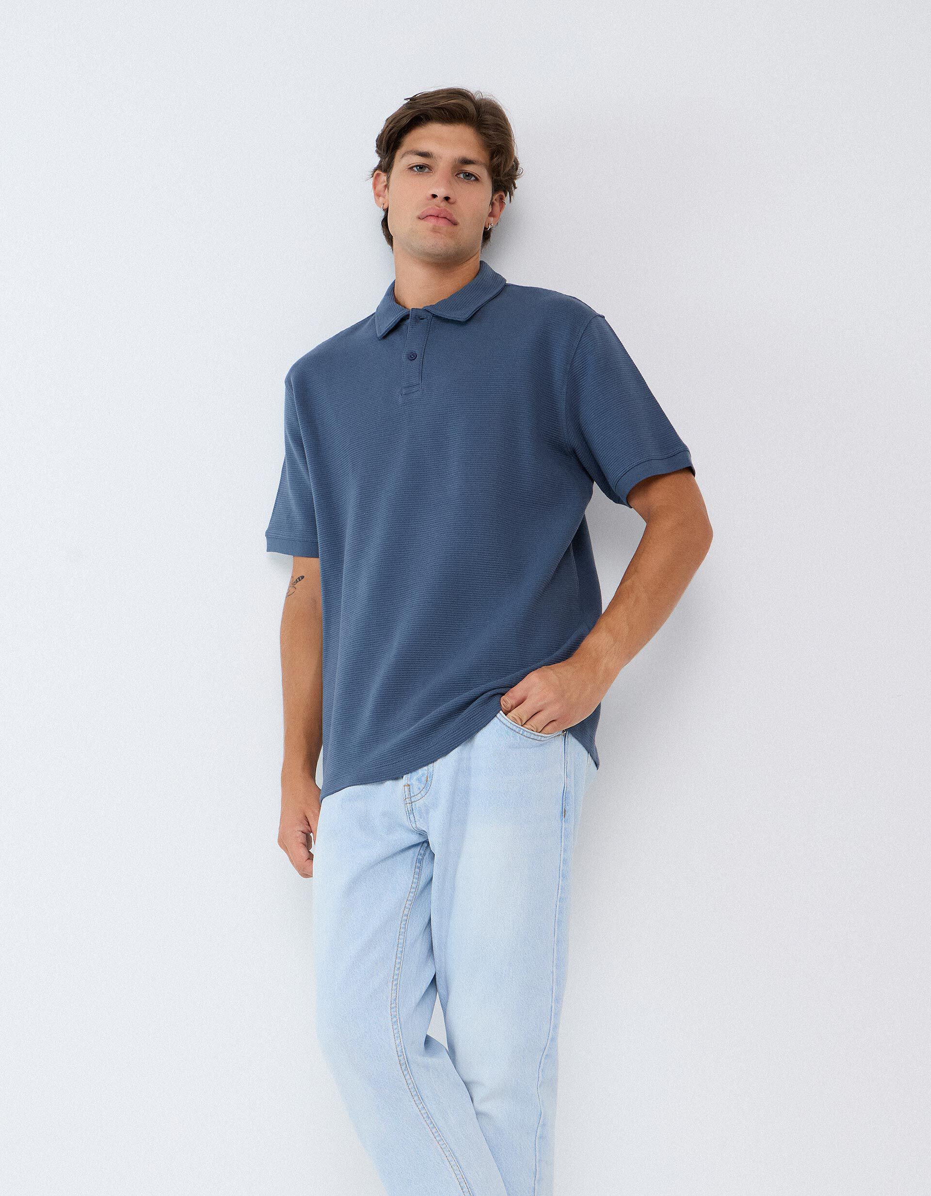 Comprar Online Polo De Malha Texturada, Homem, Azul Escuro