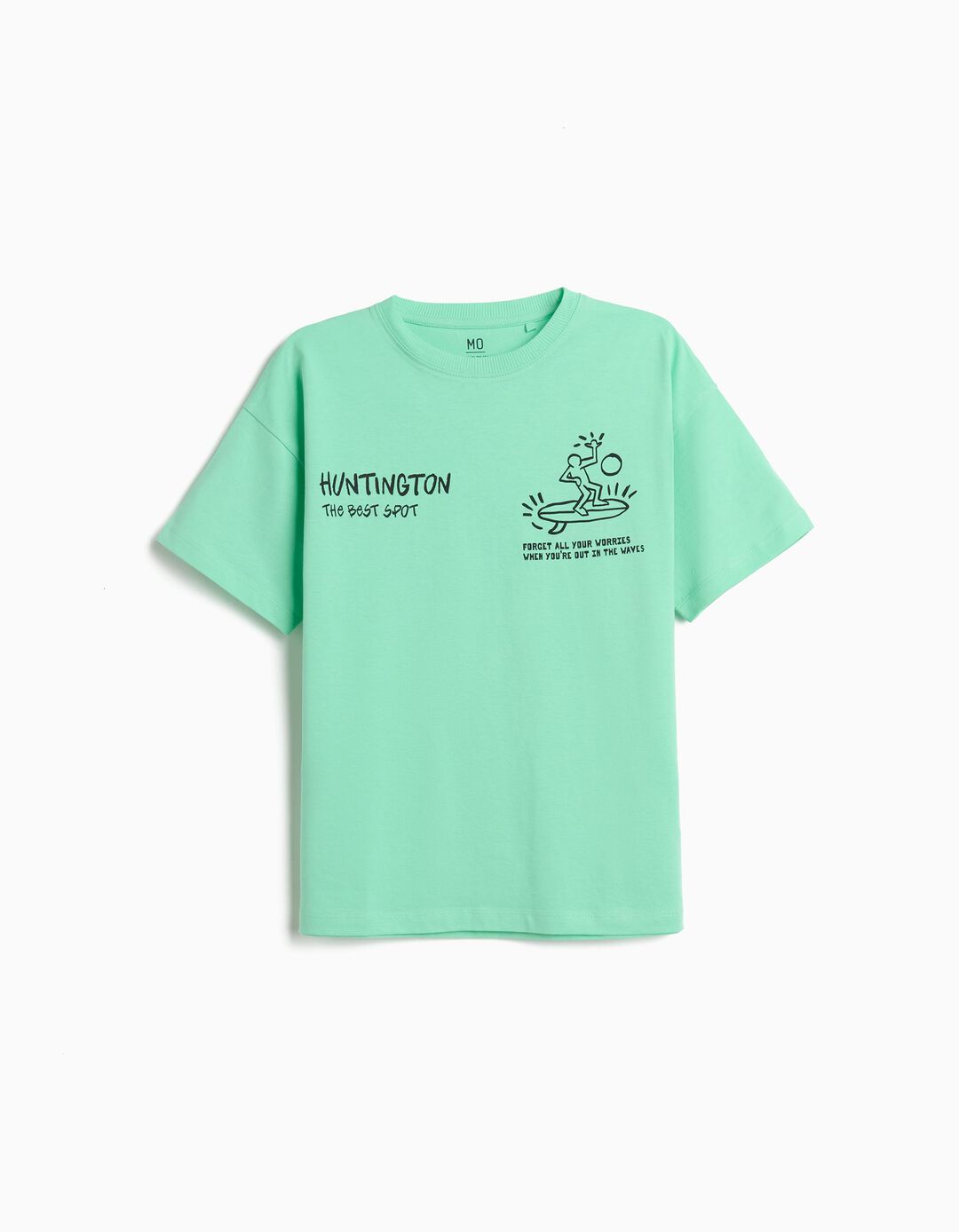 T-shirt Estampada, Menino, Verde Claro