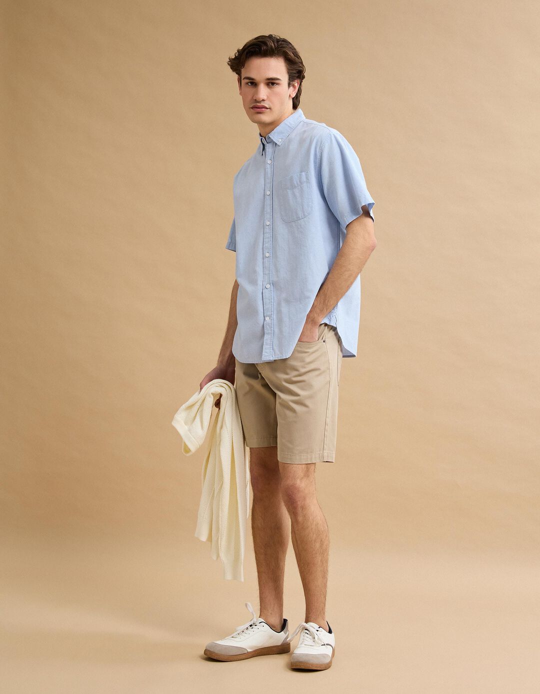 Camisa Manga Curta, Homem, Azul Claro