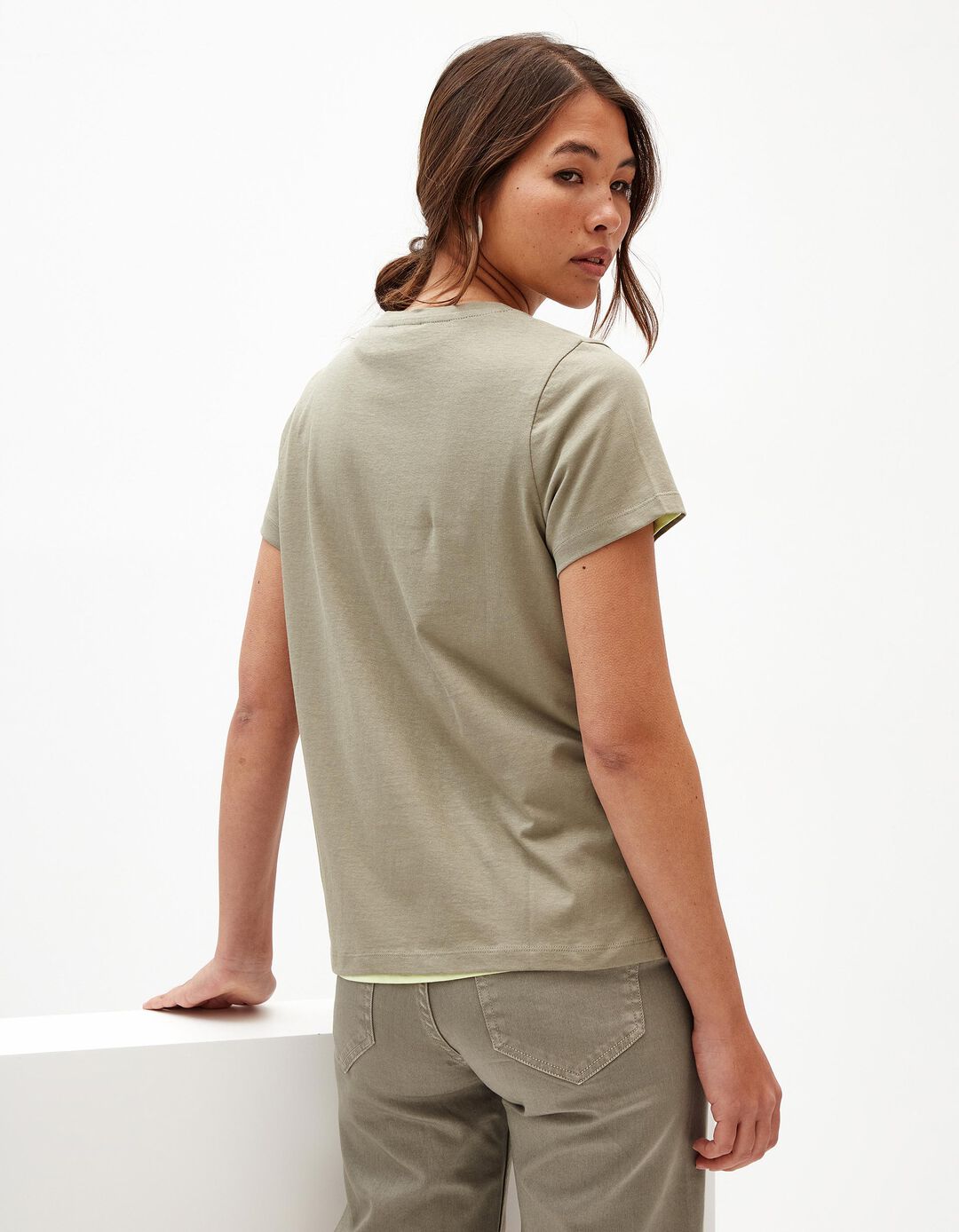 T-shirt Estampado, Mulher, Verde Escuro