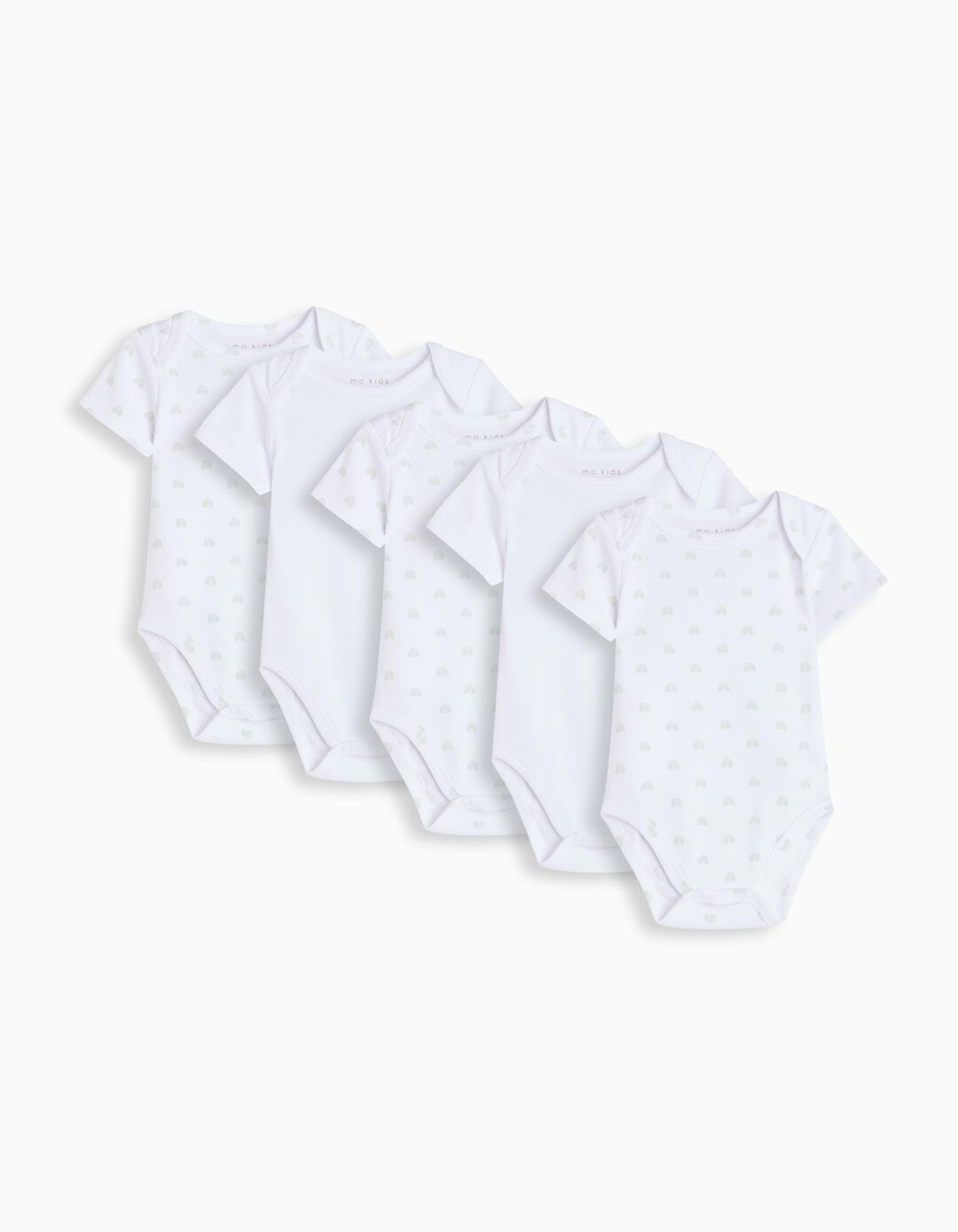 Pack 5 Bodies Manga Curta, Menino, Branco