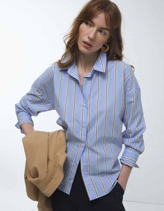 Comprar Online Camisa &agrave;s Riscas, Mulher, Azul