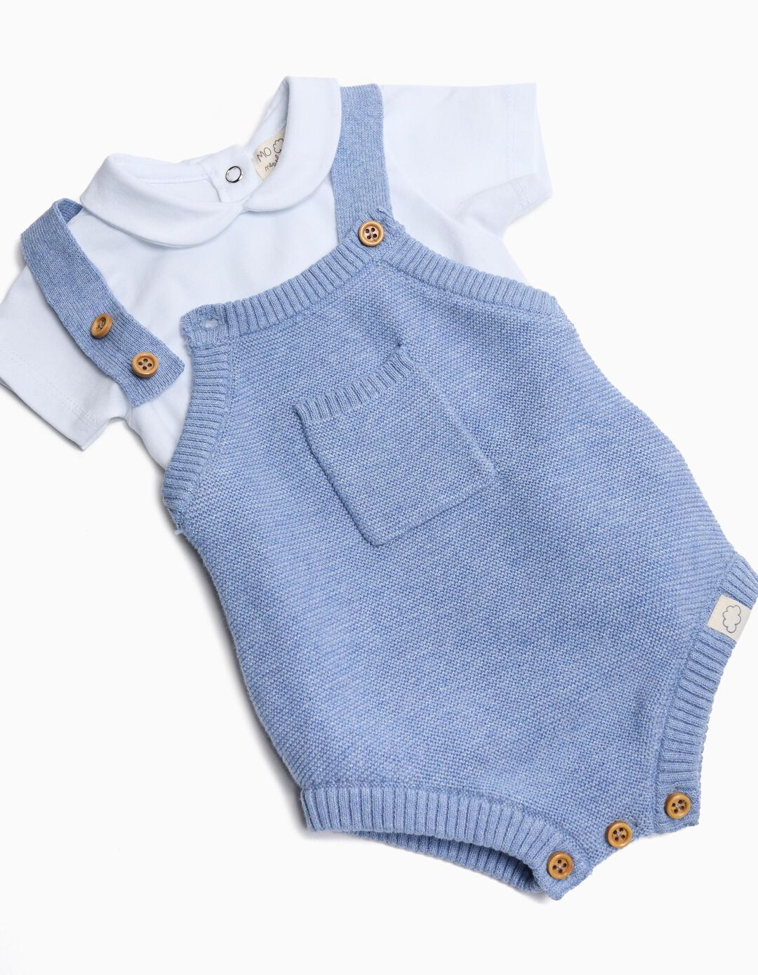 Conjunto Body e Jardineiras, Recém-nascido, Azul