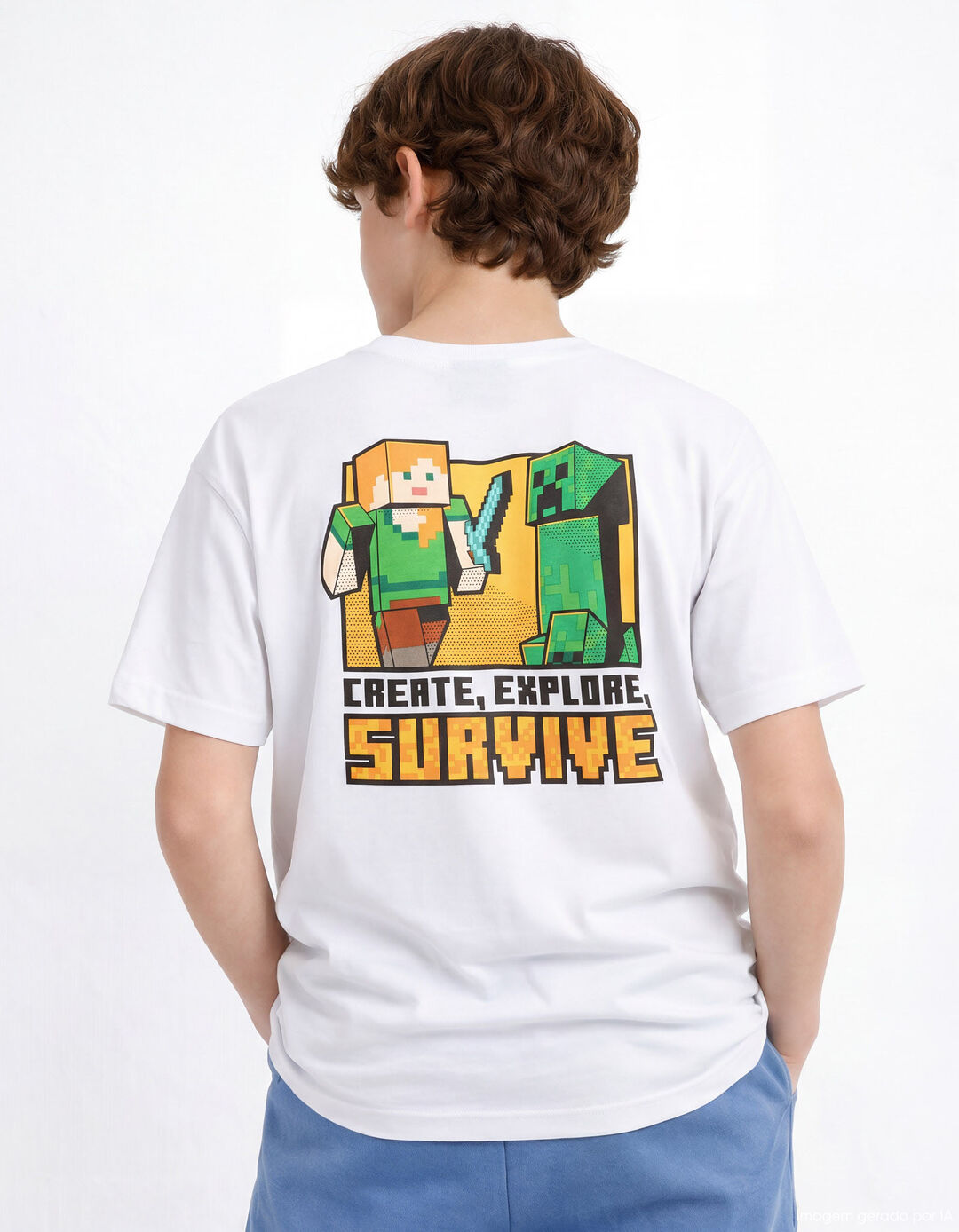 T-shirt 'Minecraft', Menino, Branco