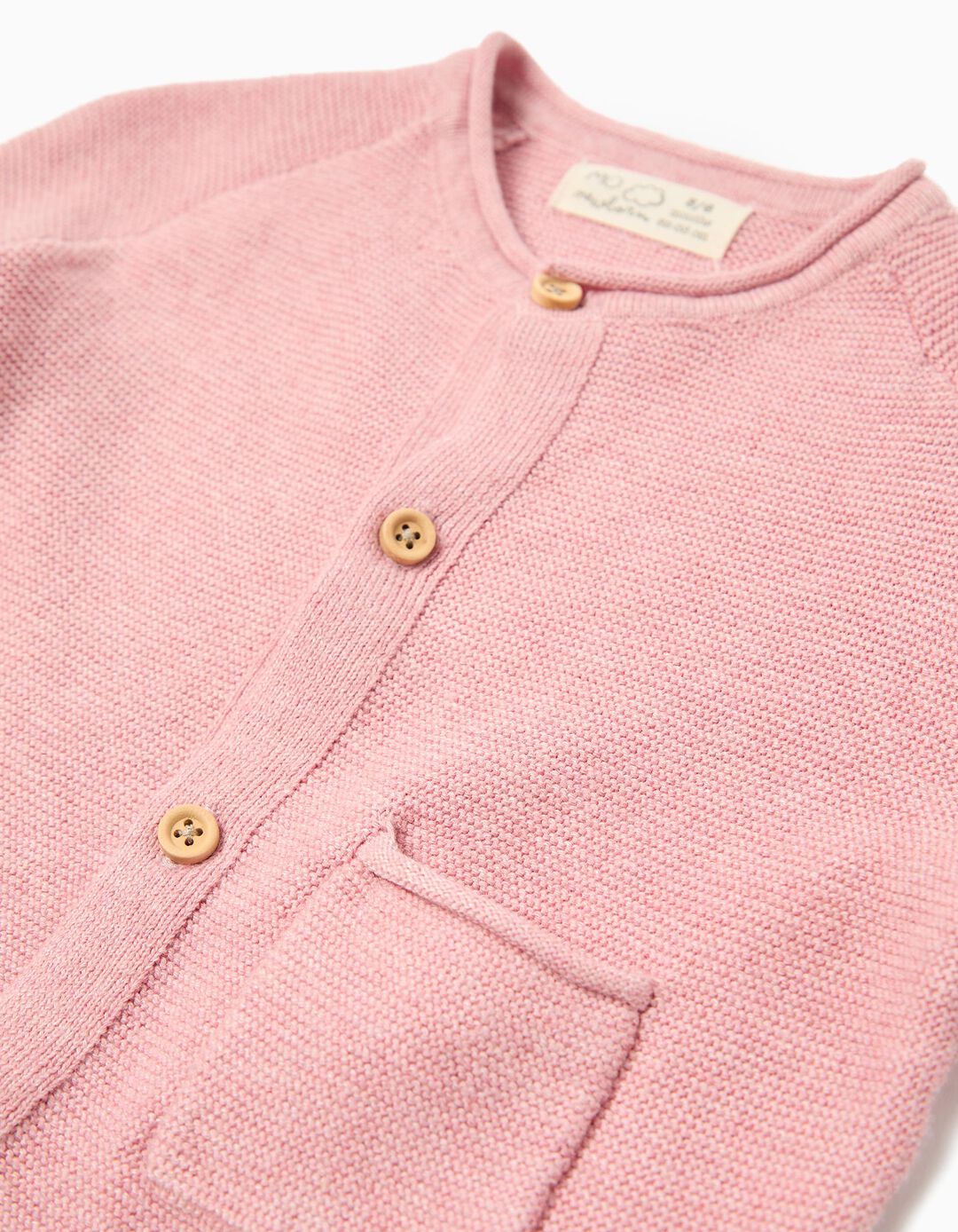 Casaco de Malha, Rec&eacute;m-Nascido, Rosa Claro