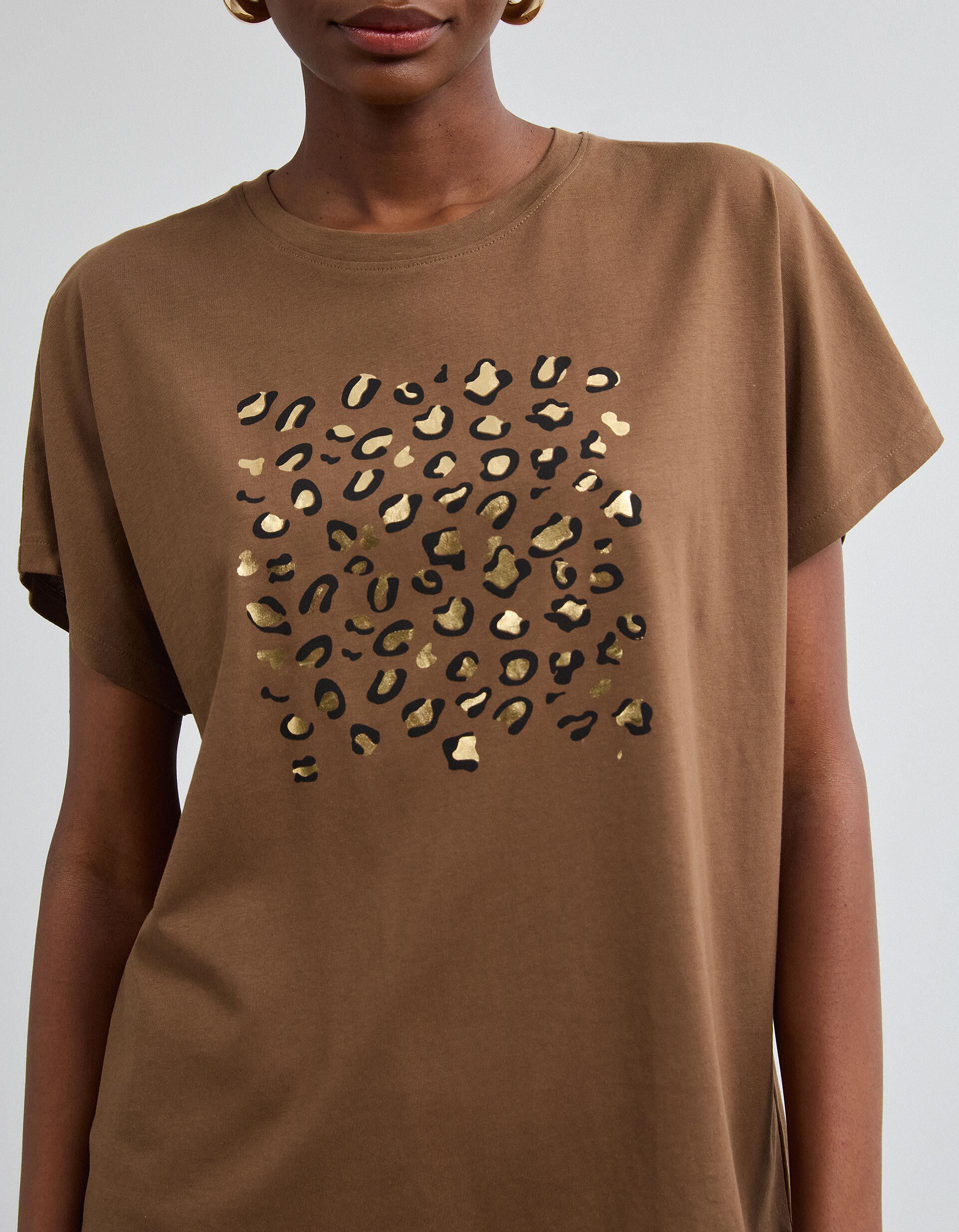 Comprar Online T-shirt Com Estampado Foil, Mulher, Castanho Escuro