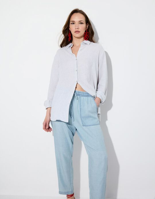 Comprar Online Camisa com Linho, Mulher, Azul
