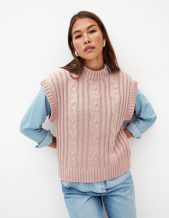 Comprar Online Colete Malha, Mulher, Rosa Claro