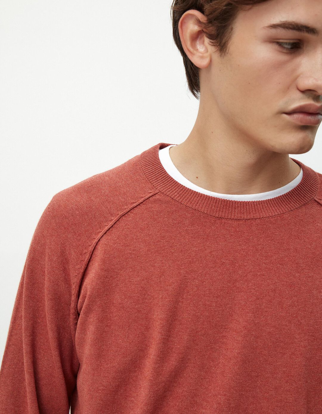 Camisola de Malha Decote Redondo, Homem, Laranja