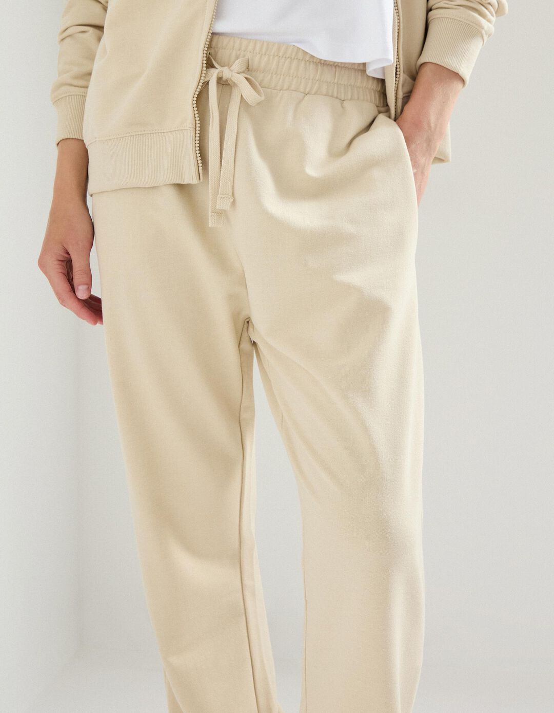 Calças Joggers, Mulher, Bege Claro 