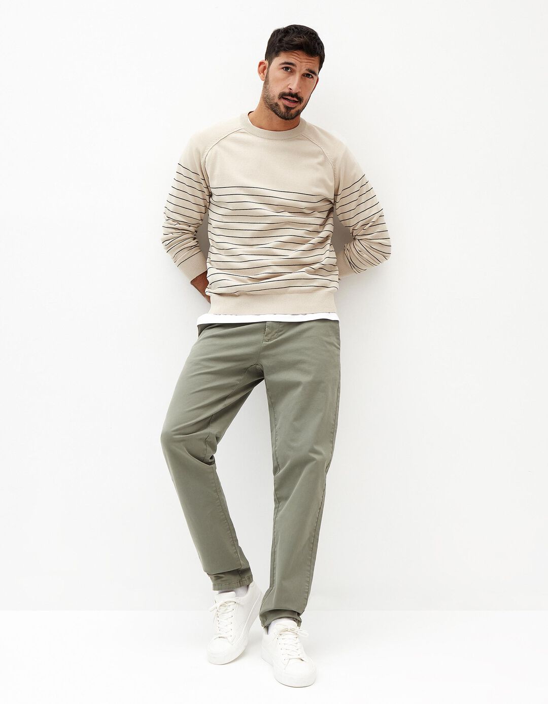 Calças 'Slim fit', Homem, Verde Claro 