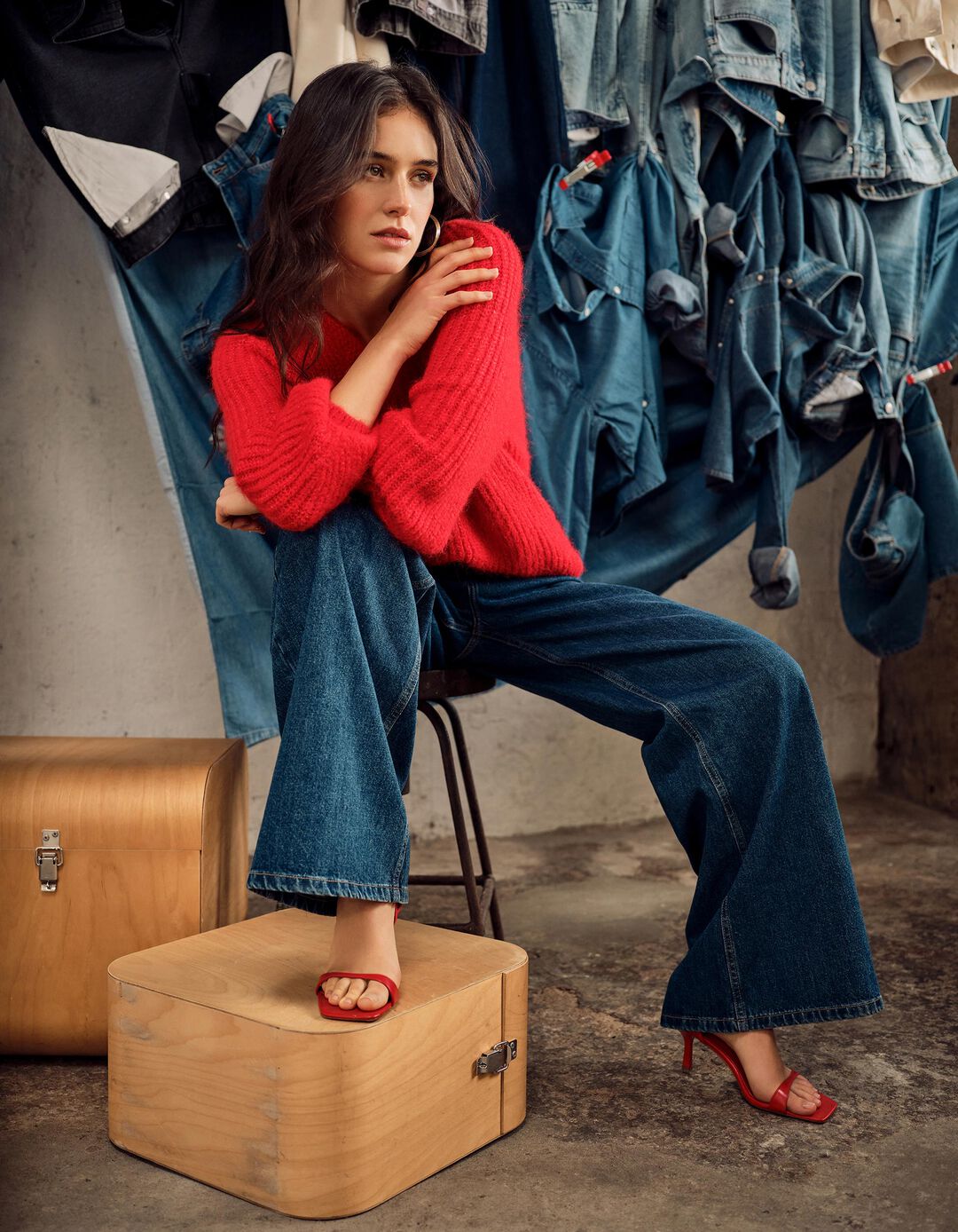 Camisola com L&atilde;, Mulher, Vermelho