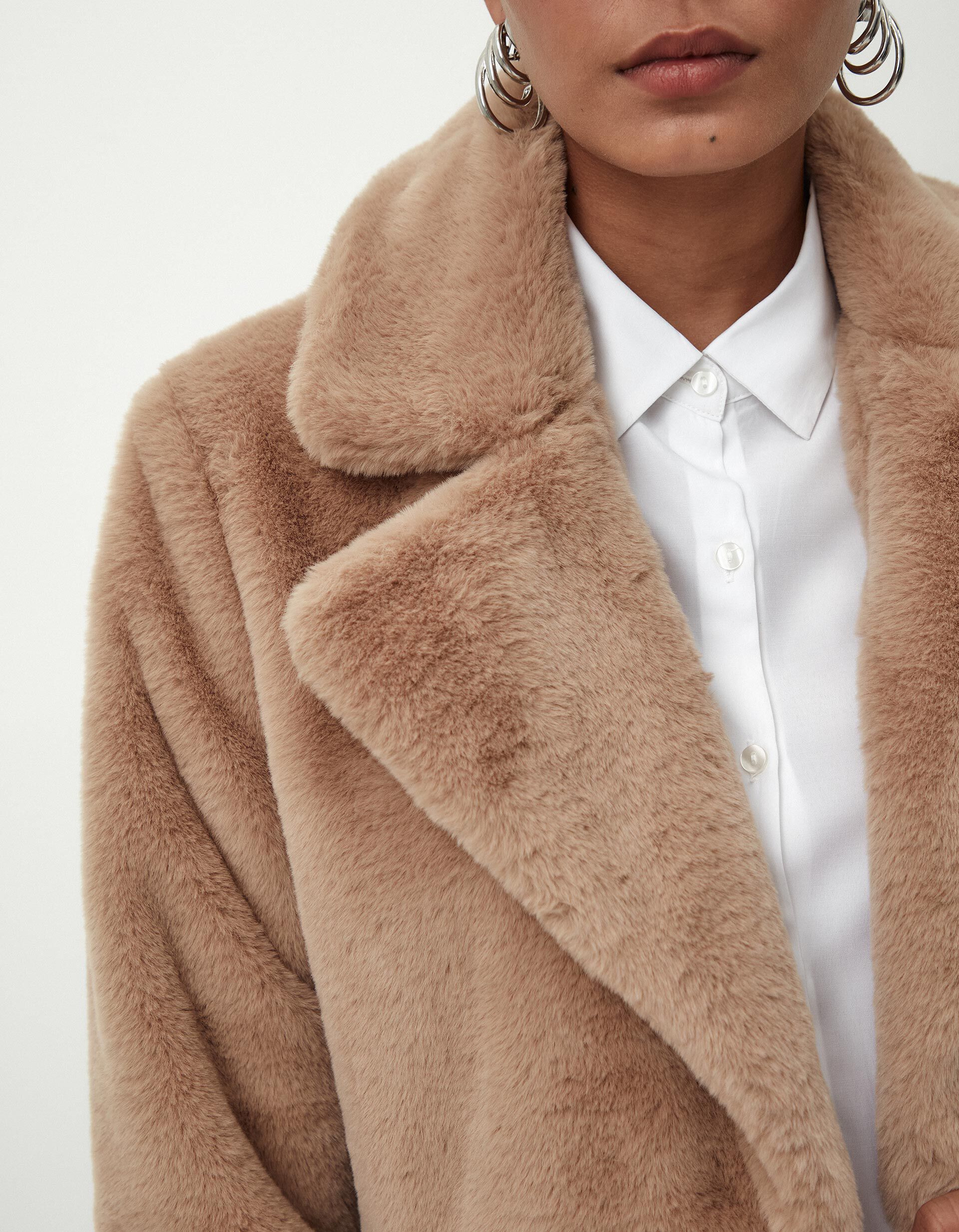 Comprar Online Casaco Pelo Sint&eacute;tico, Mulher, Bege 