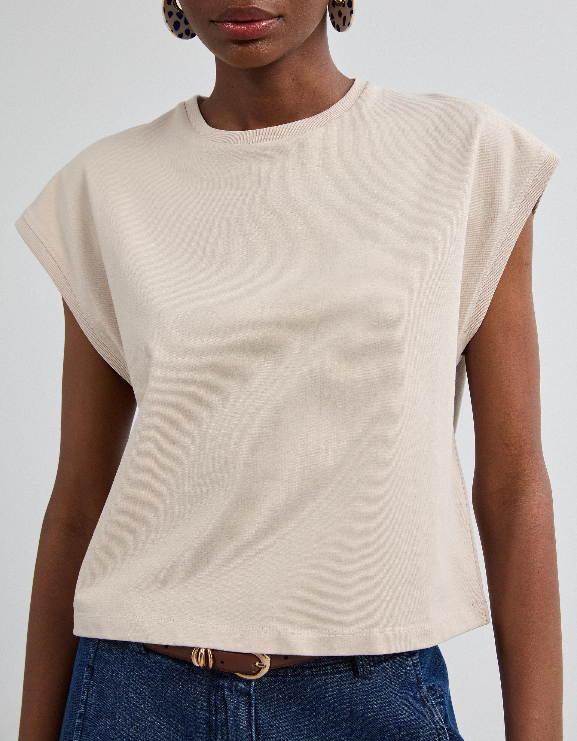 Comprar Online T-shirt Cropped, Mulher, Bege