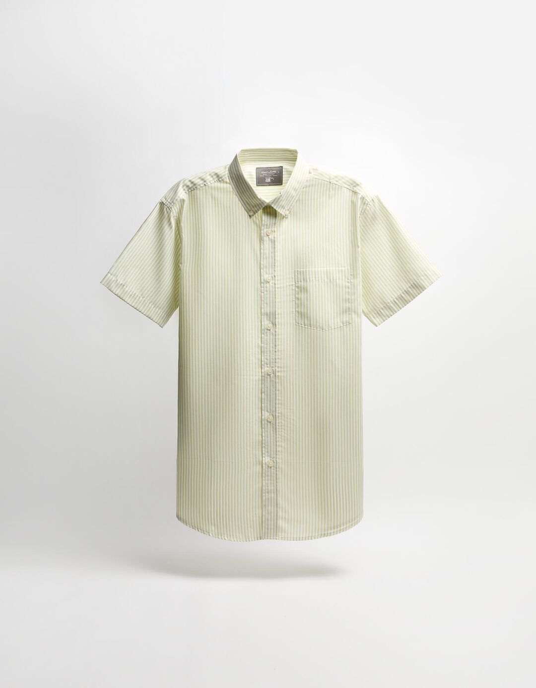 Camisa de Manga Curta Riscas, Homem, Verde Claro 