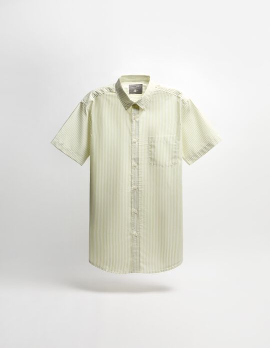 Comprar Online Camisa de Manga Curta Riscas, Homem, Verde Claro 