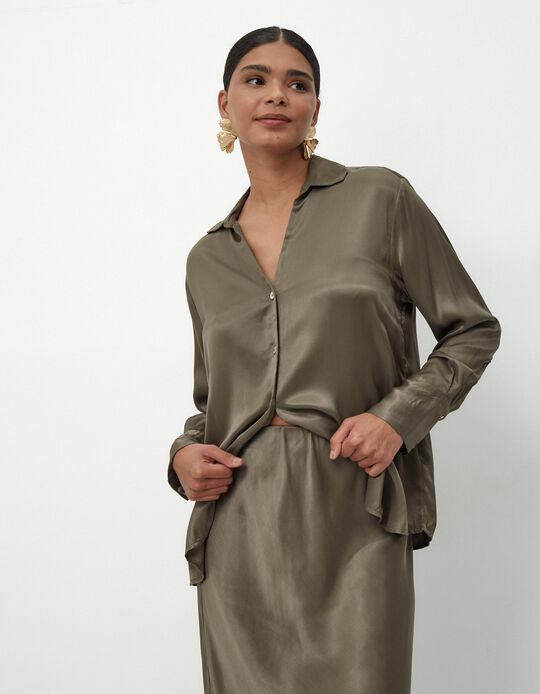 Comprar Online Blusa Acetinada, Mulher, Verde