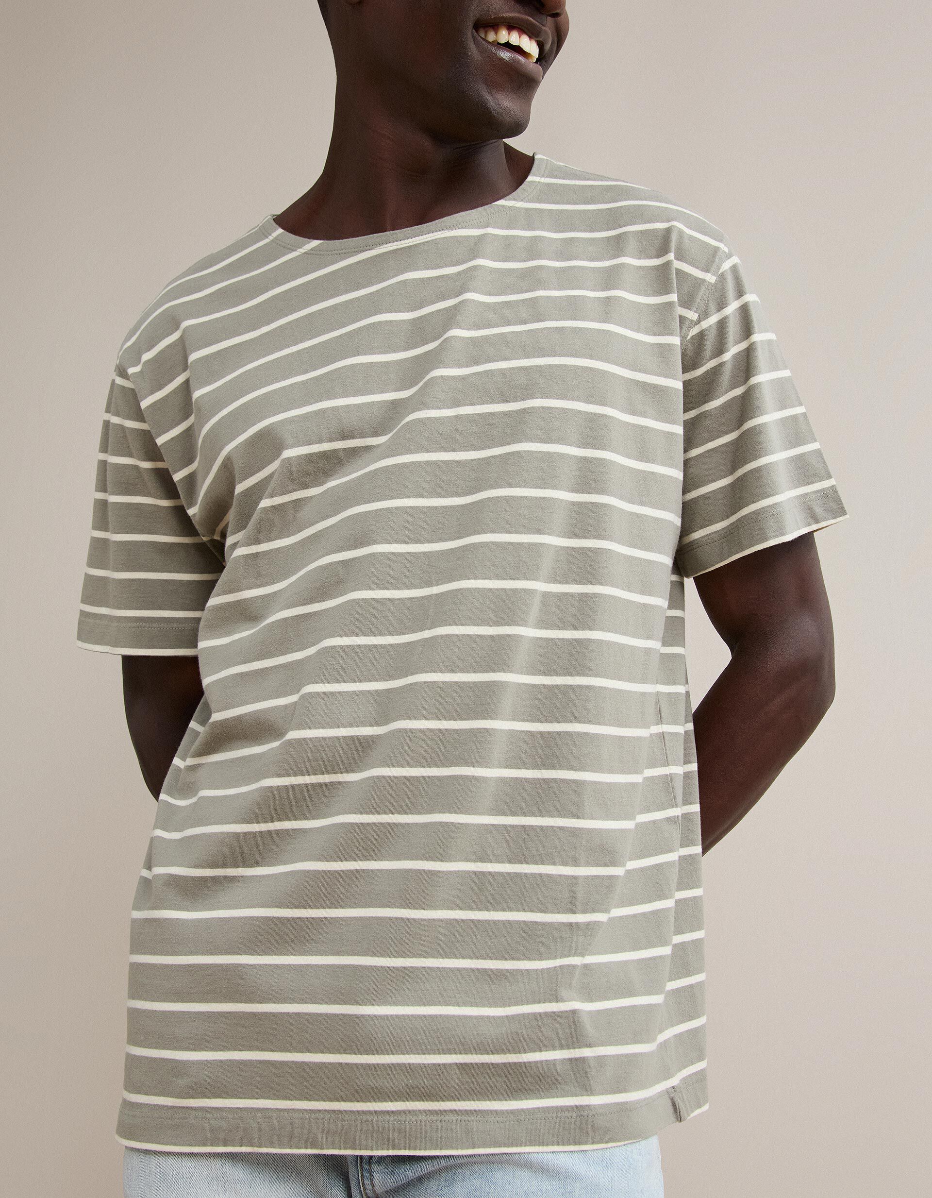 Comprar Online T-shirt &Agrave;s Riscas, Homem, Cinzento Claro