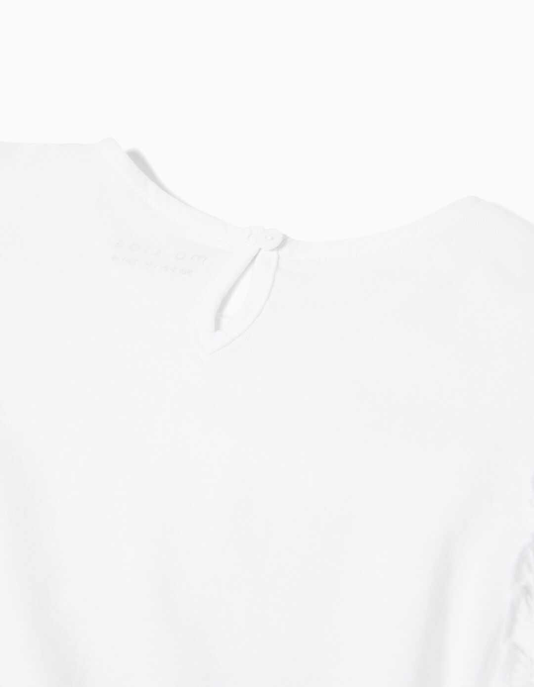 T-shirt Bordada, Menina, Branco 