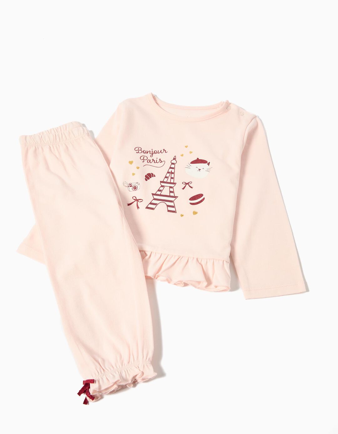 Pijama Jersey, Menina, Rosa Claro 