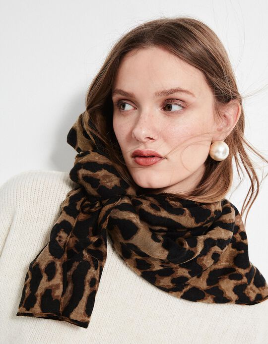 Comprar Online Lenço com Padrão Leopardo, Mulher