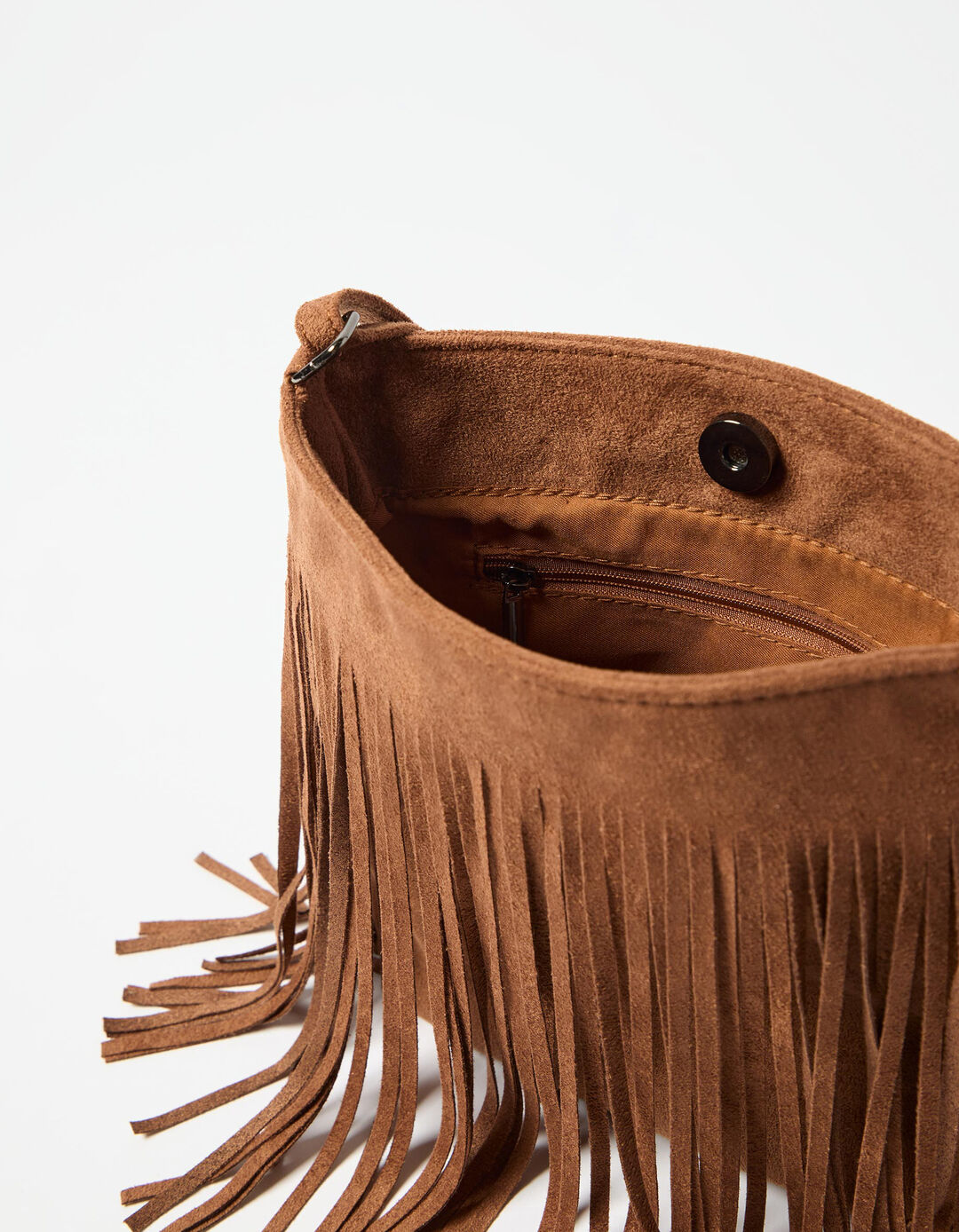 Mala Tiracolo com Franjas, Mulher, Castanho