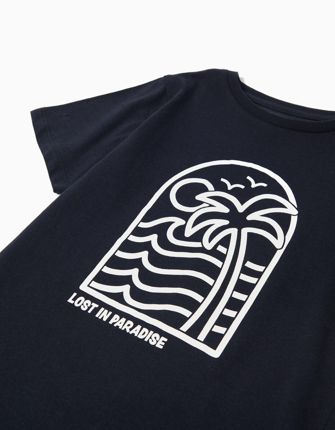 T-shirt Print, Menino, Azul Escuro