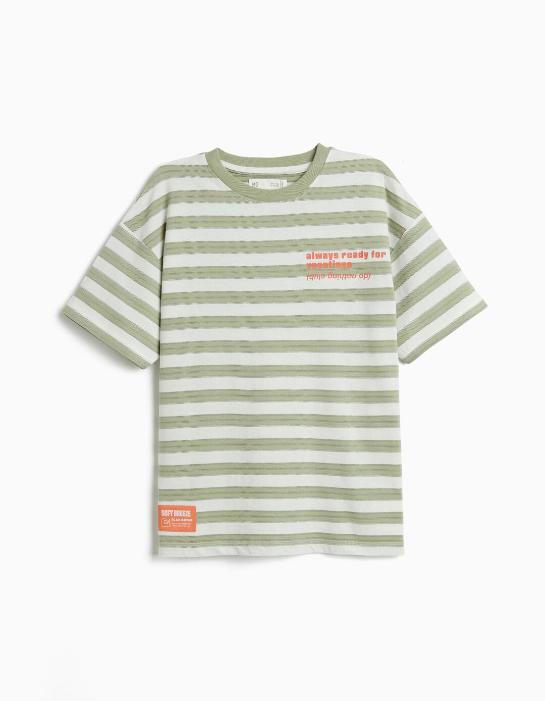 T-shirt &agrave;s Riscas, Menino, Verde Escuro