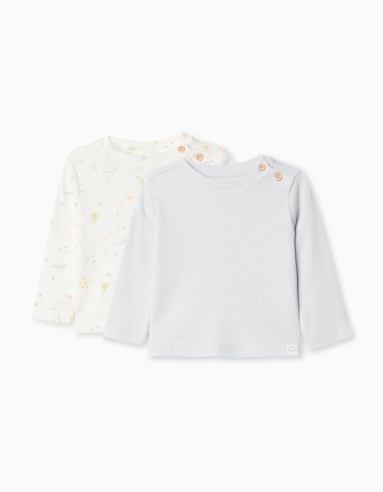 Comprar Online Pack 2 T-shirts de Manga Comprida, Recém-nascido, Cinzento Claro/Multicor