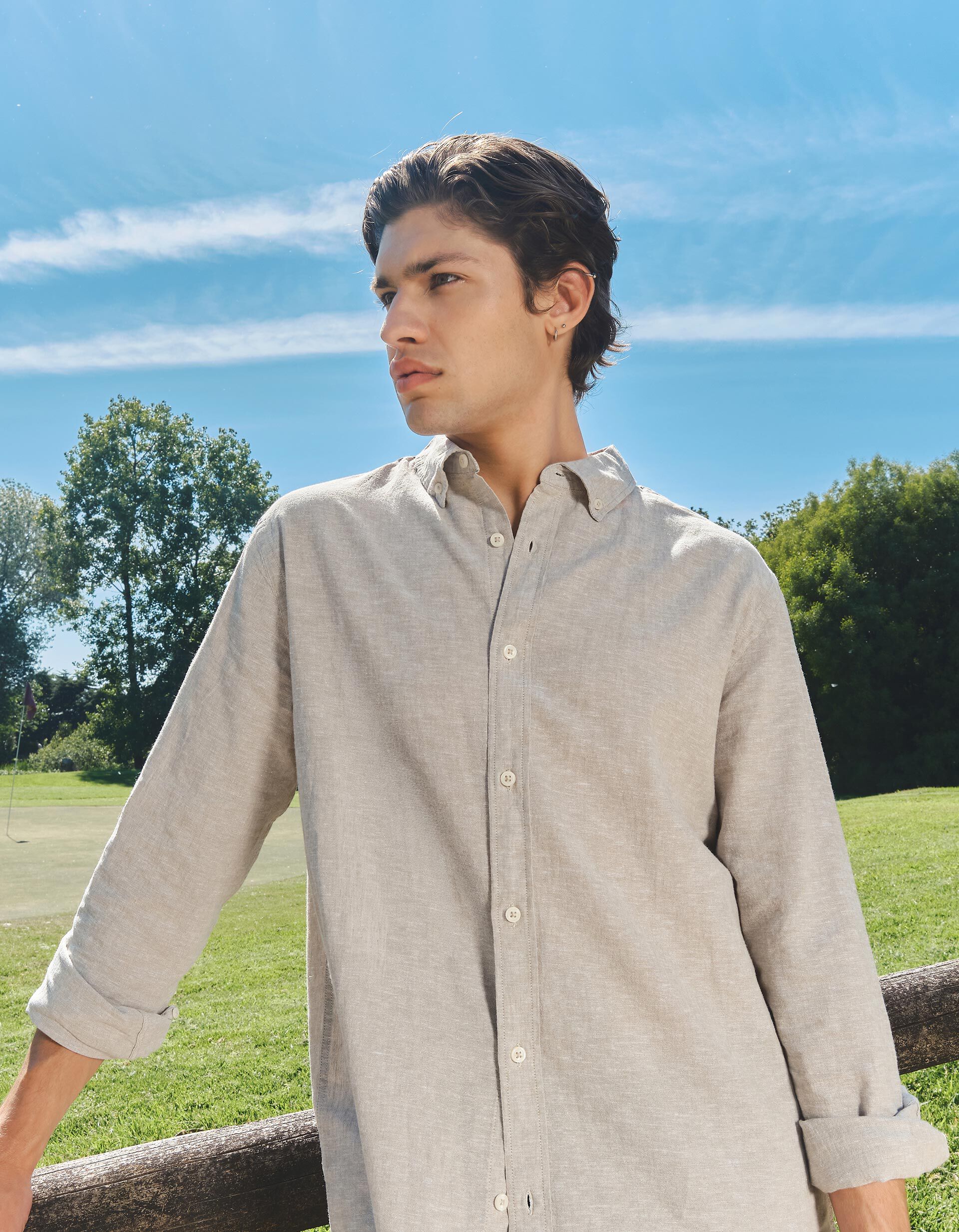 Comprar Online Camisa com Linho, Homem, Verde Claro
