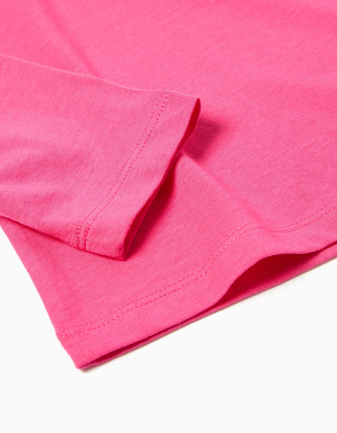 T-shirt de Manga Comprida Estampado, Menina, Rosa Escuro