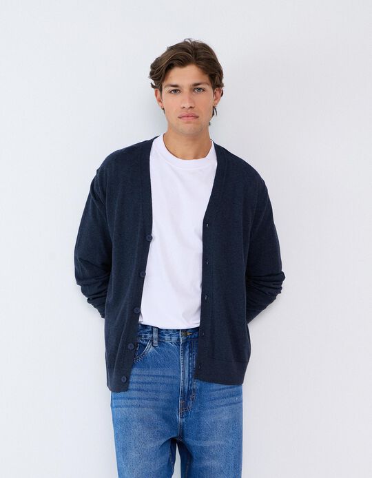 Comprar Online Casaco De Malha Com Caxemira, Homem, Azul Escuro