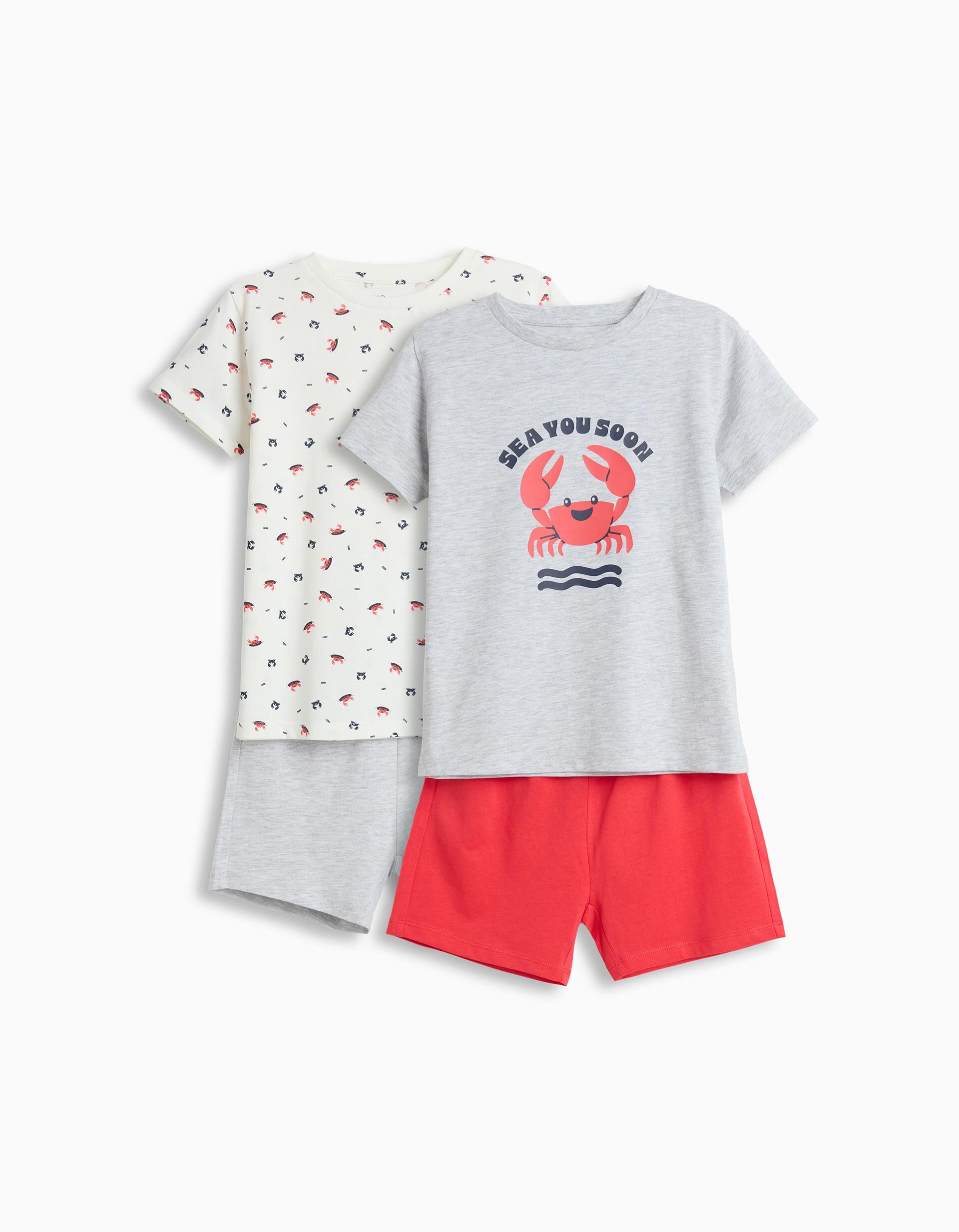 Comprar Online Pack 2 Pijamas Jersey, Menino, Cinzento Claro 