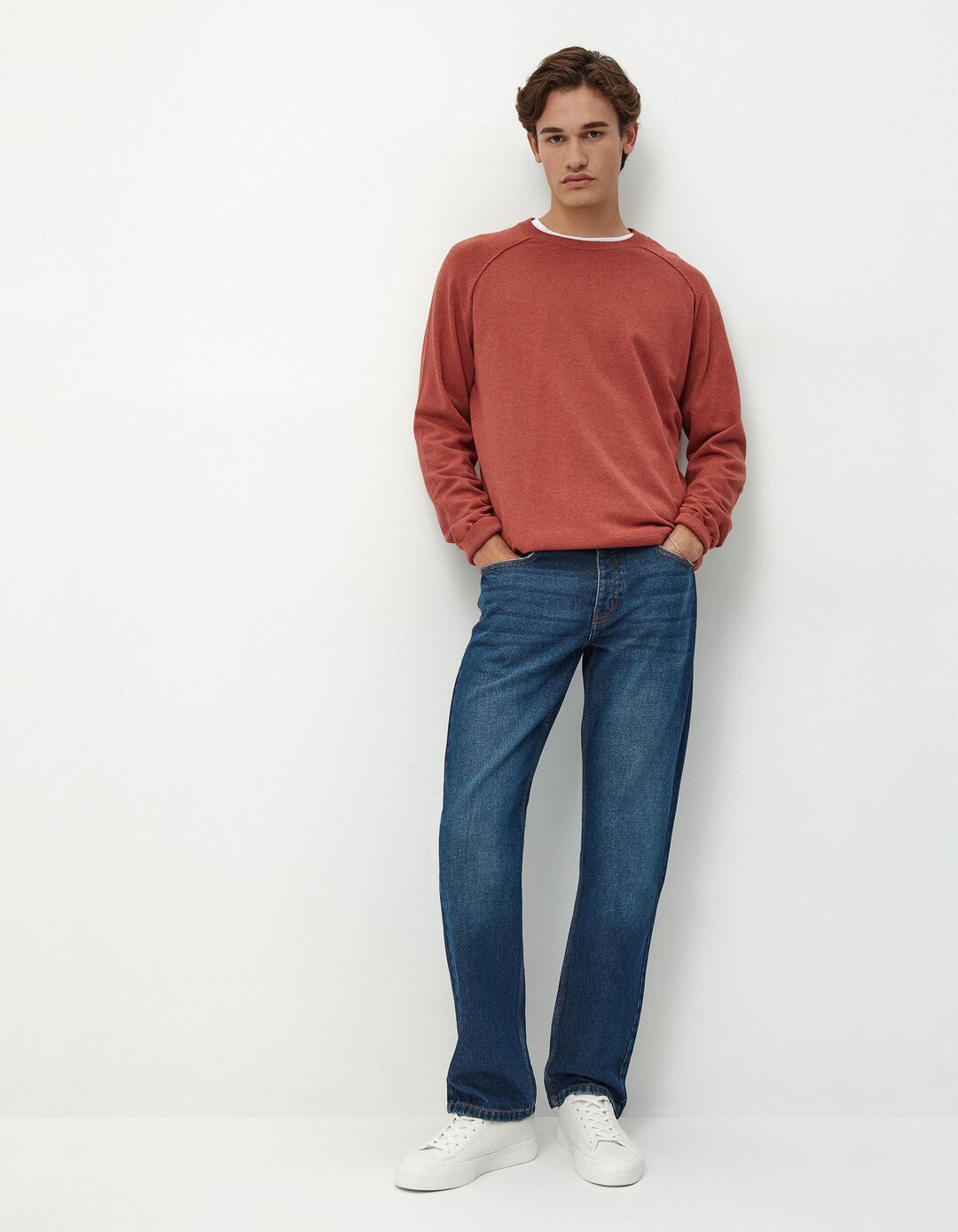 Calças de Ganga Straight Fit, Homem, Azul Escuro