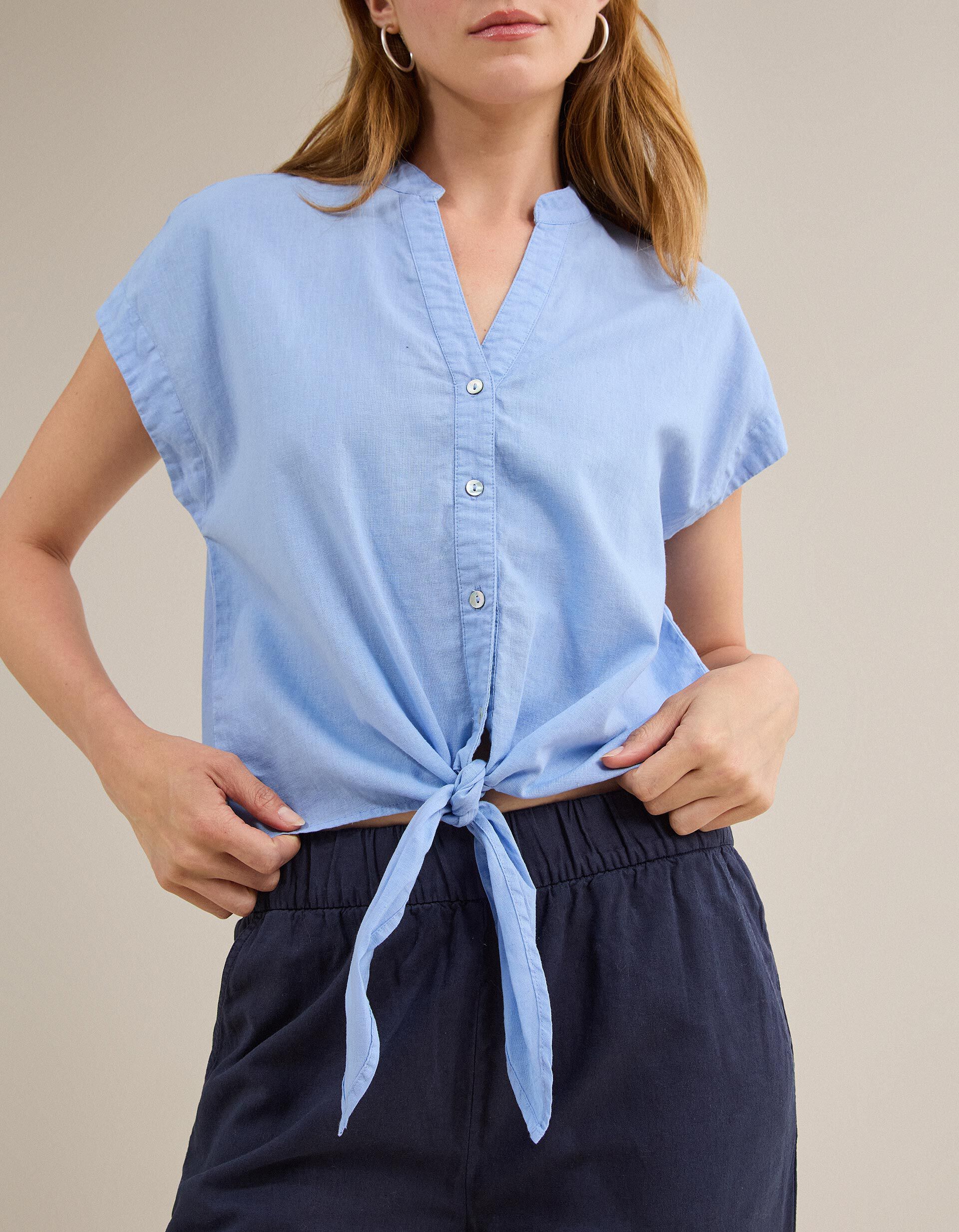 Comprar Online Blusa Com Linho, Mulher, Azul