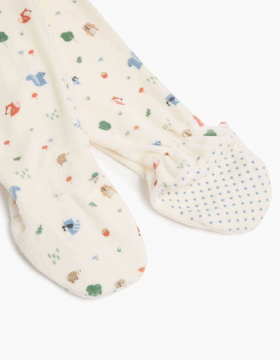 Pijama Aveludado Estampado, Bebé, Bege Claro