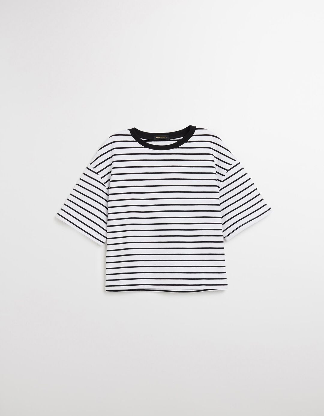 T-shirt Riscas, Mulher, Preto