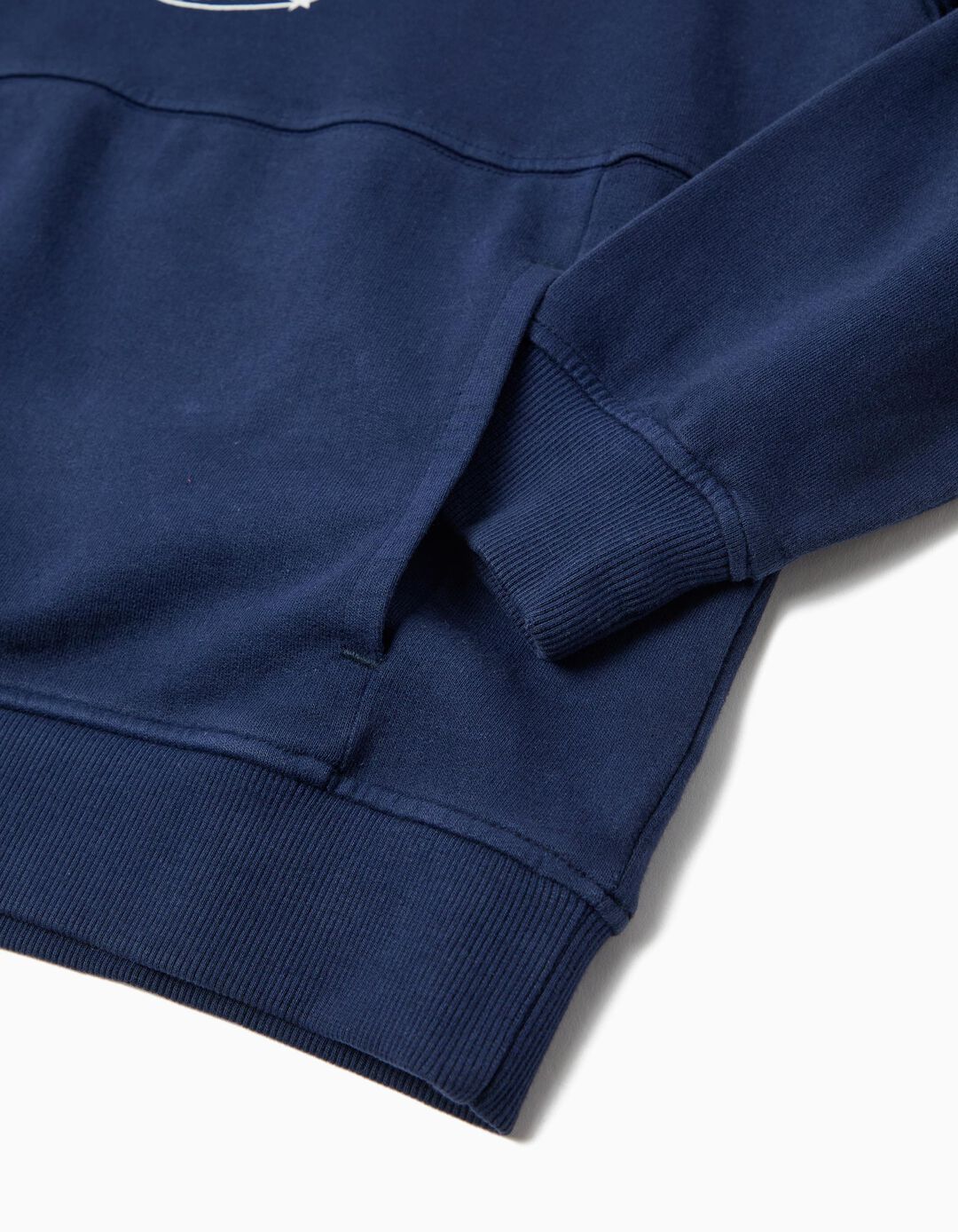 Sweatshirt com Capuz, Menino, Azul Escuro