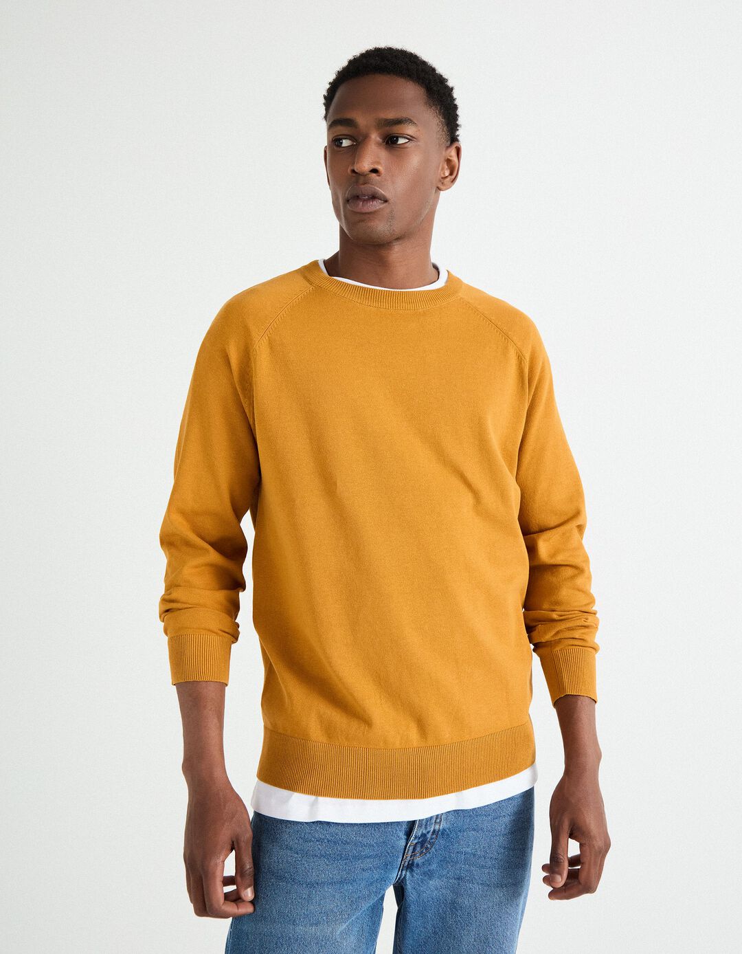 Camisola de Malha, Homem, Amarelo Escuro