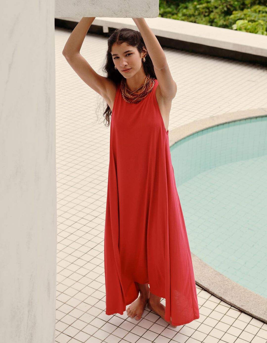 Vestido Comprido, Mulher, Rosa Escuro