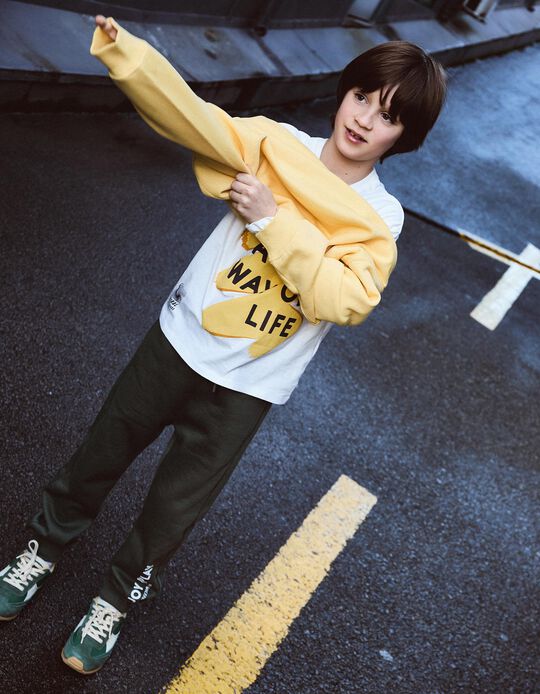Comprar Online T-shirt de Manga Comprida Estampado, Menino, Branco