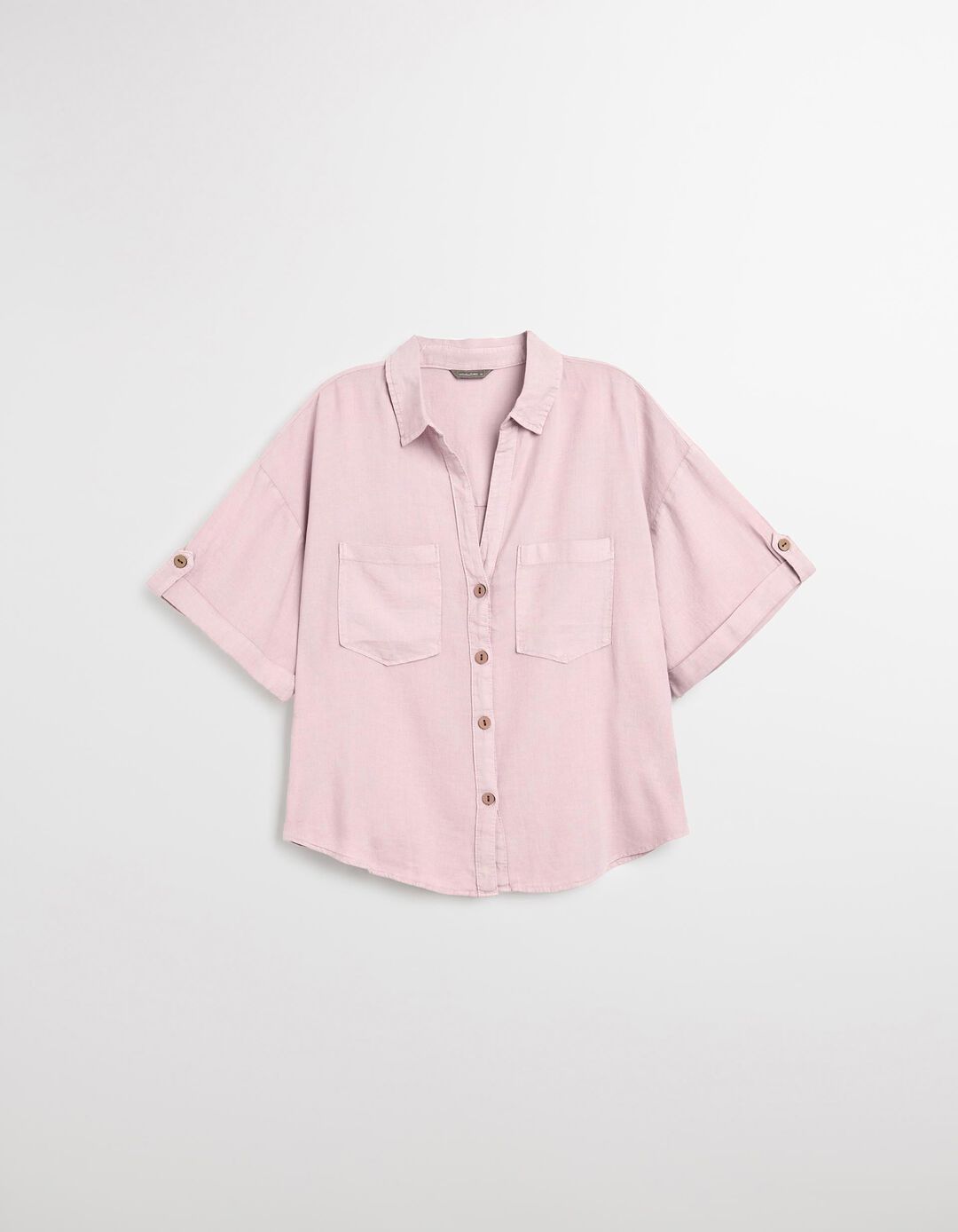 Camisa Curta com Linho, Mulher, Roxo Claro