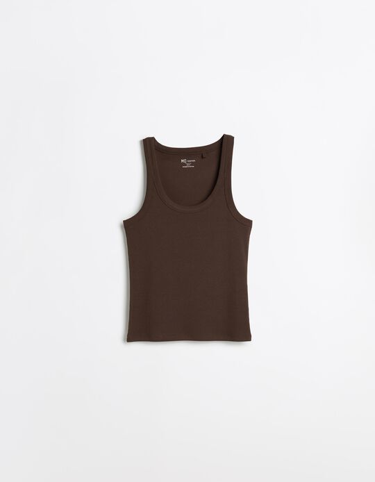 Comprar Online Tank Top Canelado, Mulher, Castanho Escuro