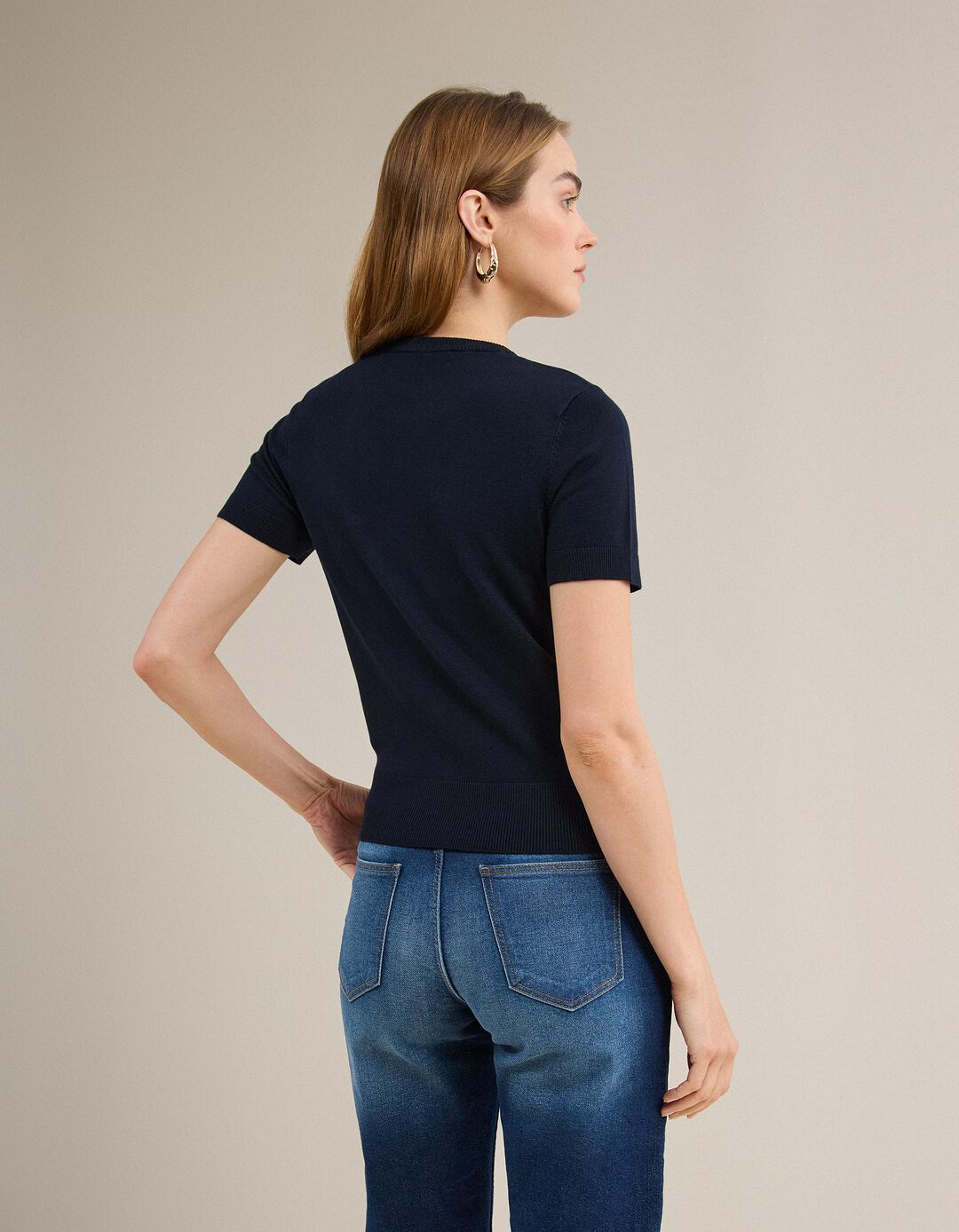 Camisola de Malha, Mulher, Azul Escuro