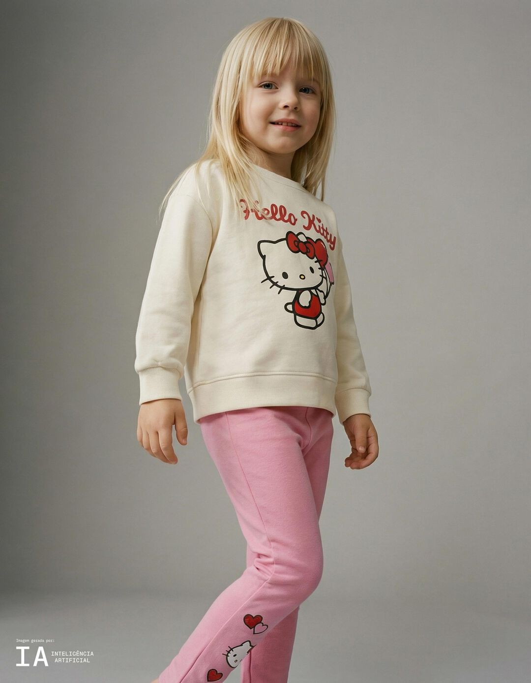 Conjunto Sweatshirt e Leggings 'Hello Kitty', Menina, Branco