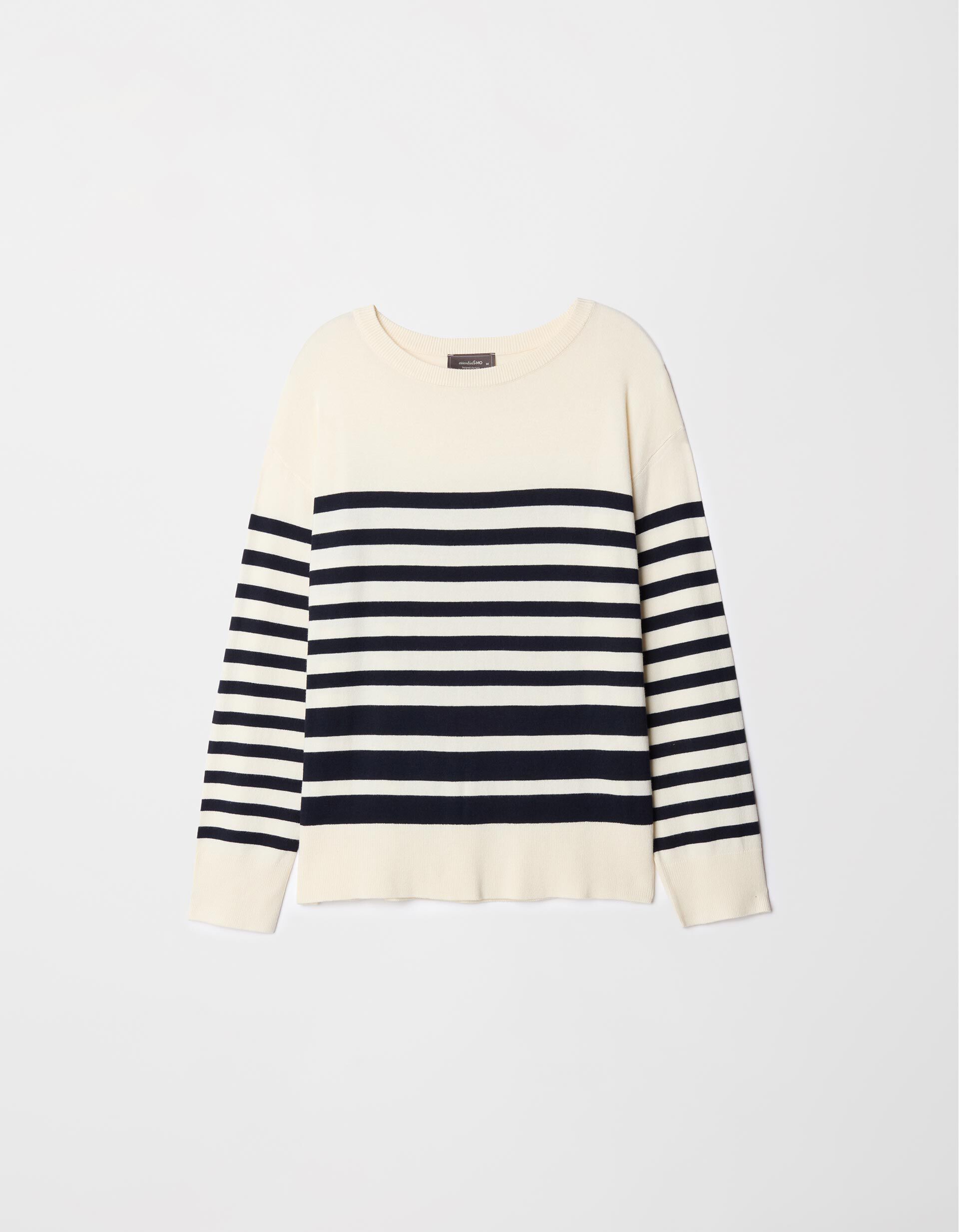 Comprar Online Camisola de Malha Riscas Decote Redondo, Mulher, Multicor