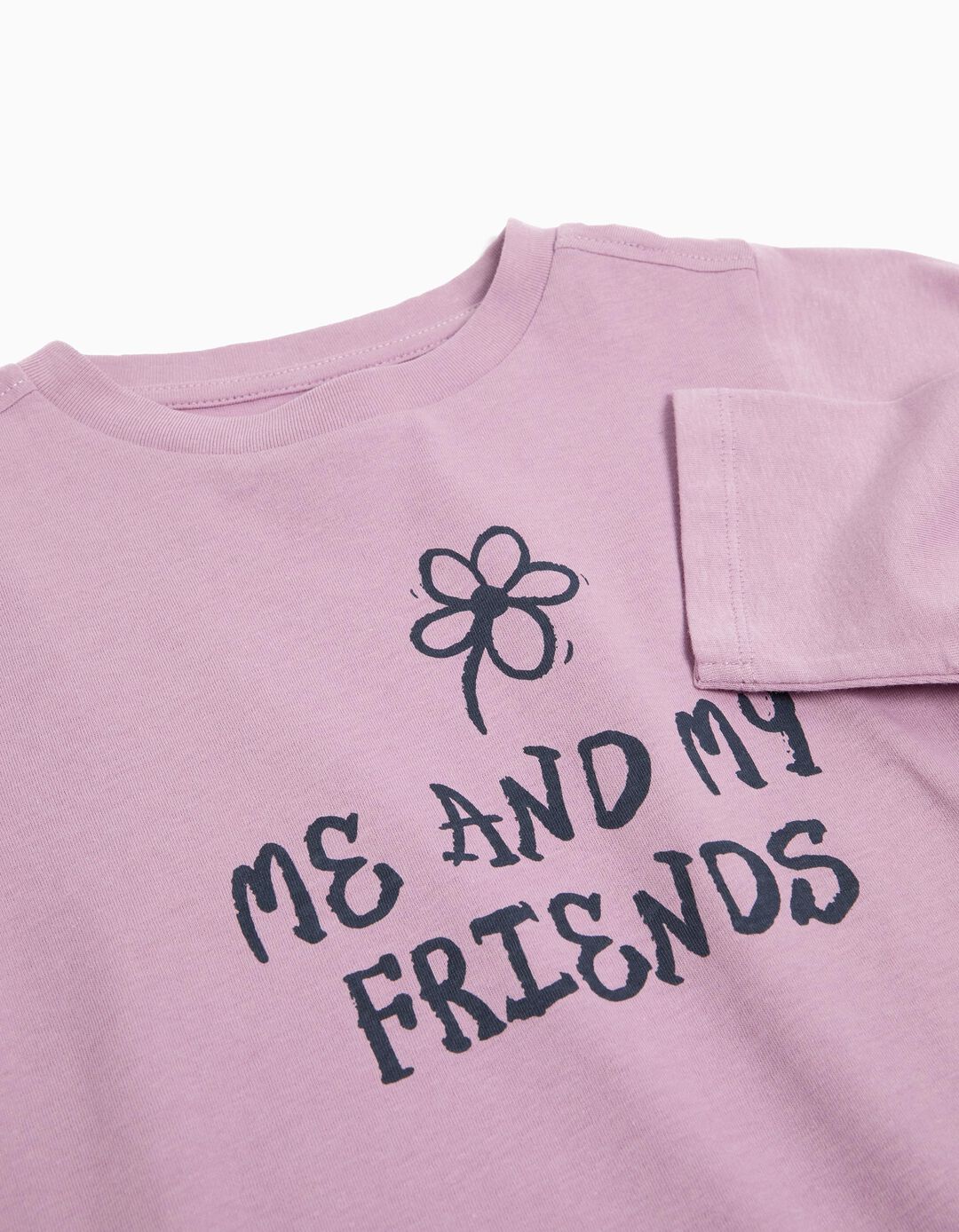 T-shirt de Manga Comprida Estampado, Menina, Lilás