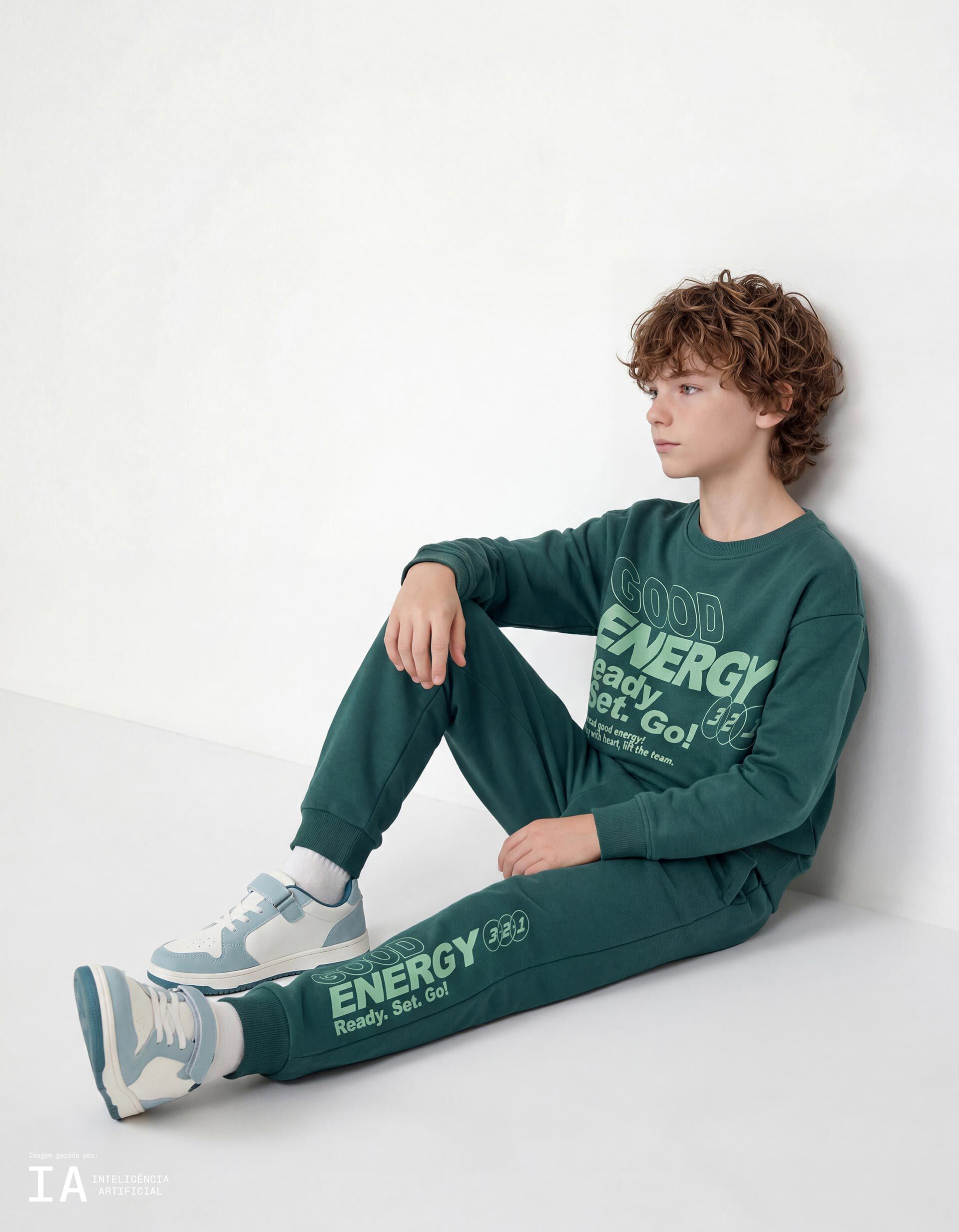 Comprar Online Cal&ccedil;as Jogging de Felpa, Menino, Verde Escuro